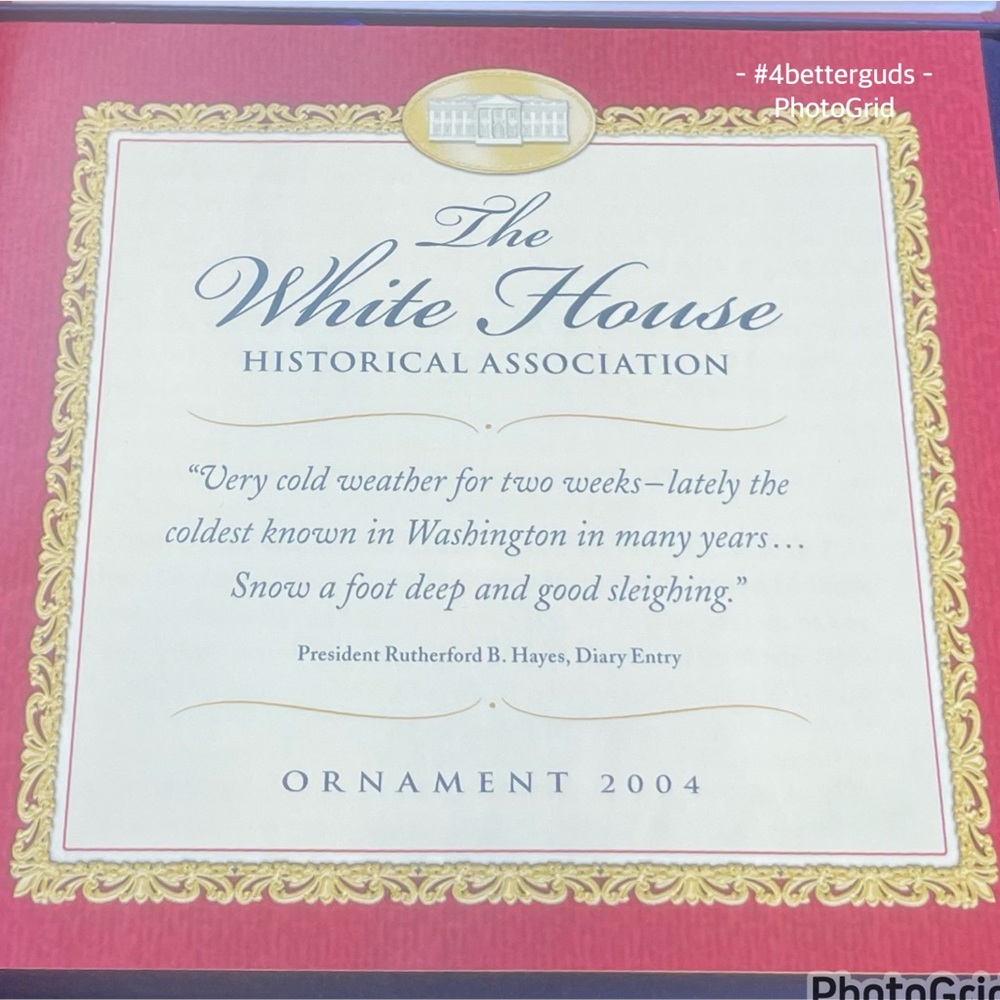 New 2004 White House Rutherford B Hayes Sleigh Historical Ornament Collection - Picture 8 of 12